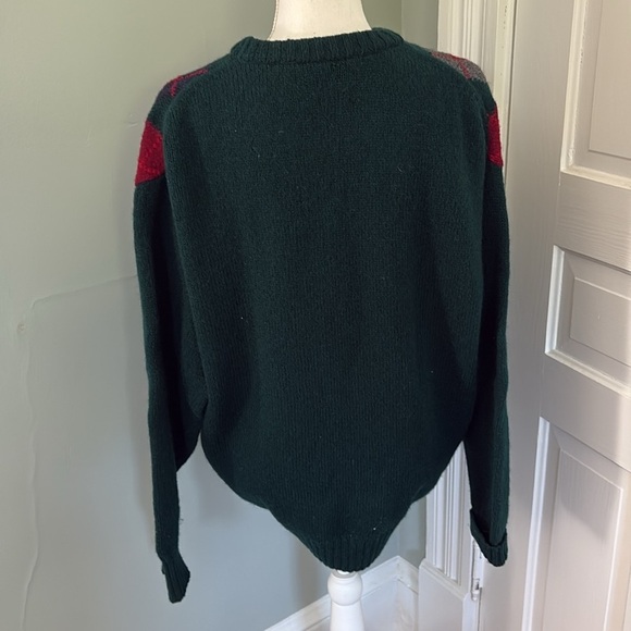 James Dalgliesh Mens Sweater Large Gray Green Red Shetland Wool Argyle Ireland - Picture 3 of 6